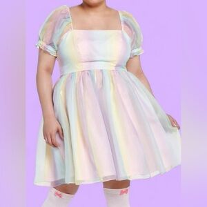 Sweet Society Pastel Rainbow Organza Tiered Dress from Hot Topic